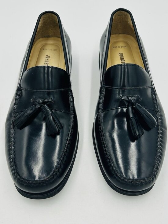 Johnston & Murphy Mens Hayes Tassel Loafer Shoes Black Leather Sz 8M Sheepskin main image 6